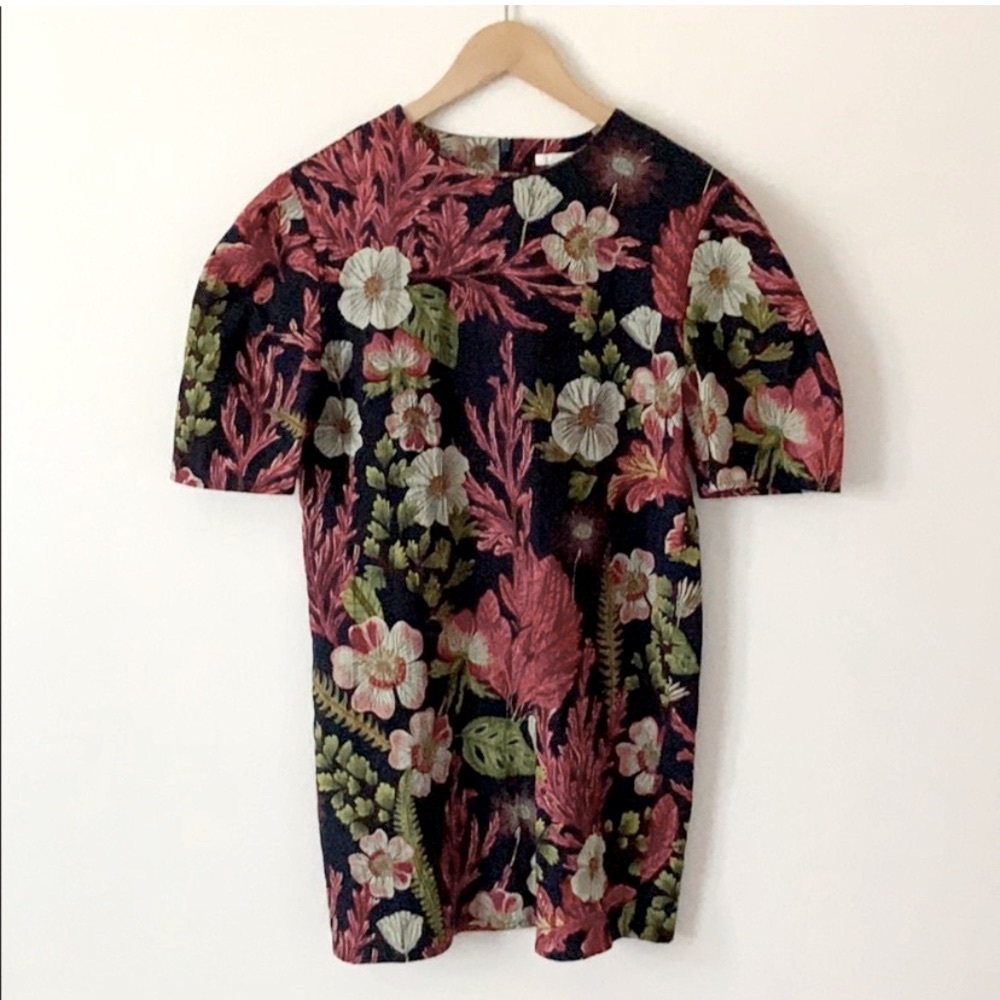 H&M Cotton Mini Dress with Puffy Sleeves